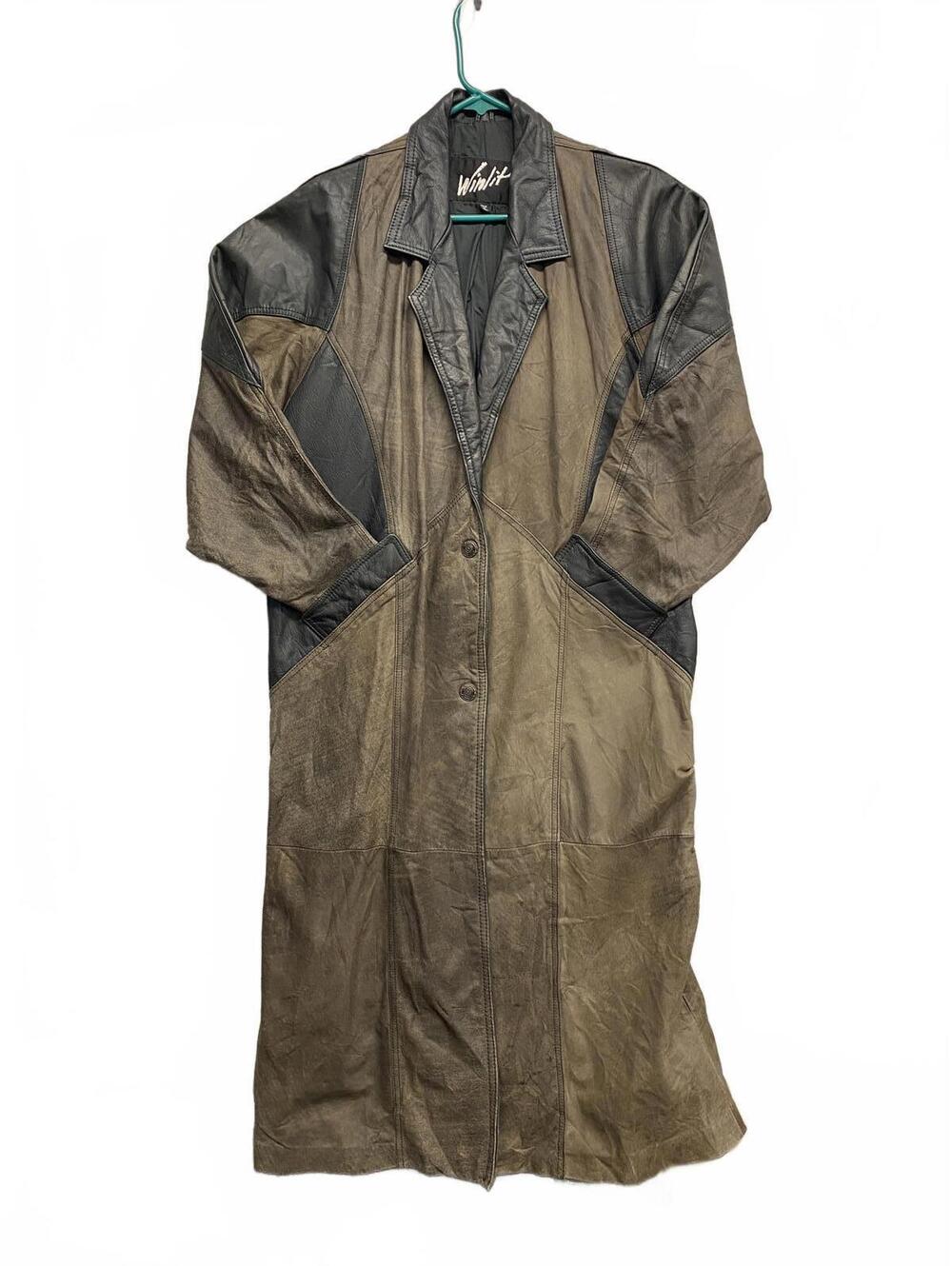 Vintage 80's 90's Winlit Women's Supple Leather Panel Trench Coat Size Medium